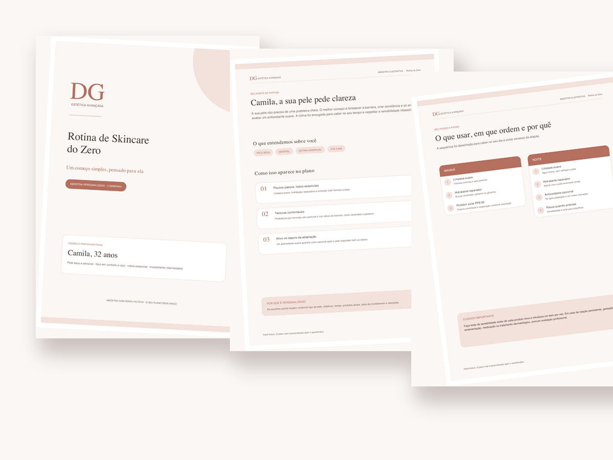 Exemplo do PDF — Rotina de skincare do zero